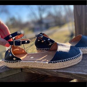 Leather studded espadrilles